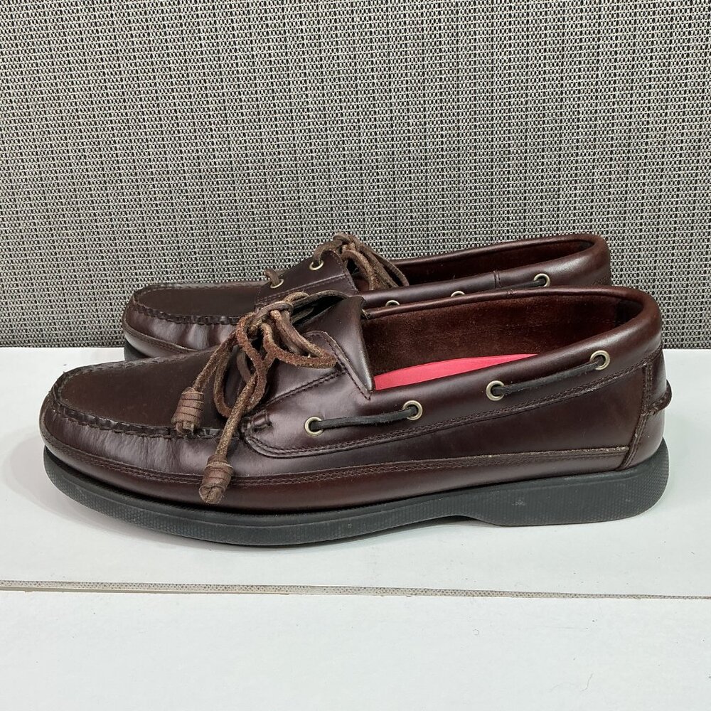 G.H. Bass & Co. Harry II Mens Brown Leather Boat Shoes 12M Rubber Sole